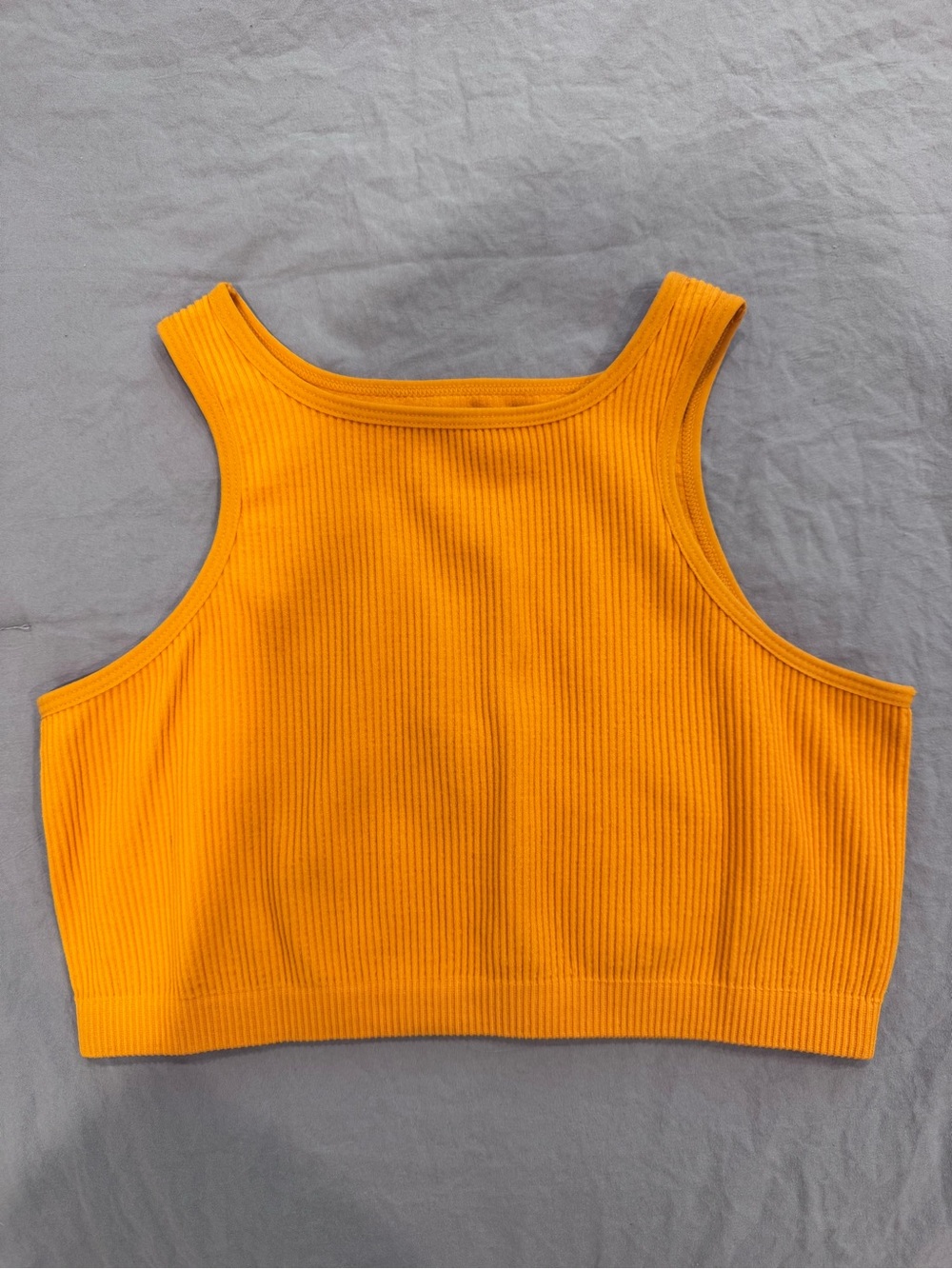 Ribbed Square Crop Tank - Bright Orange